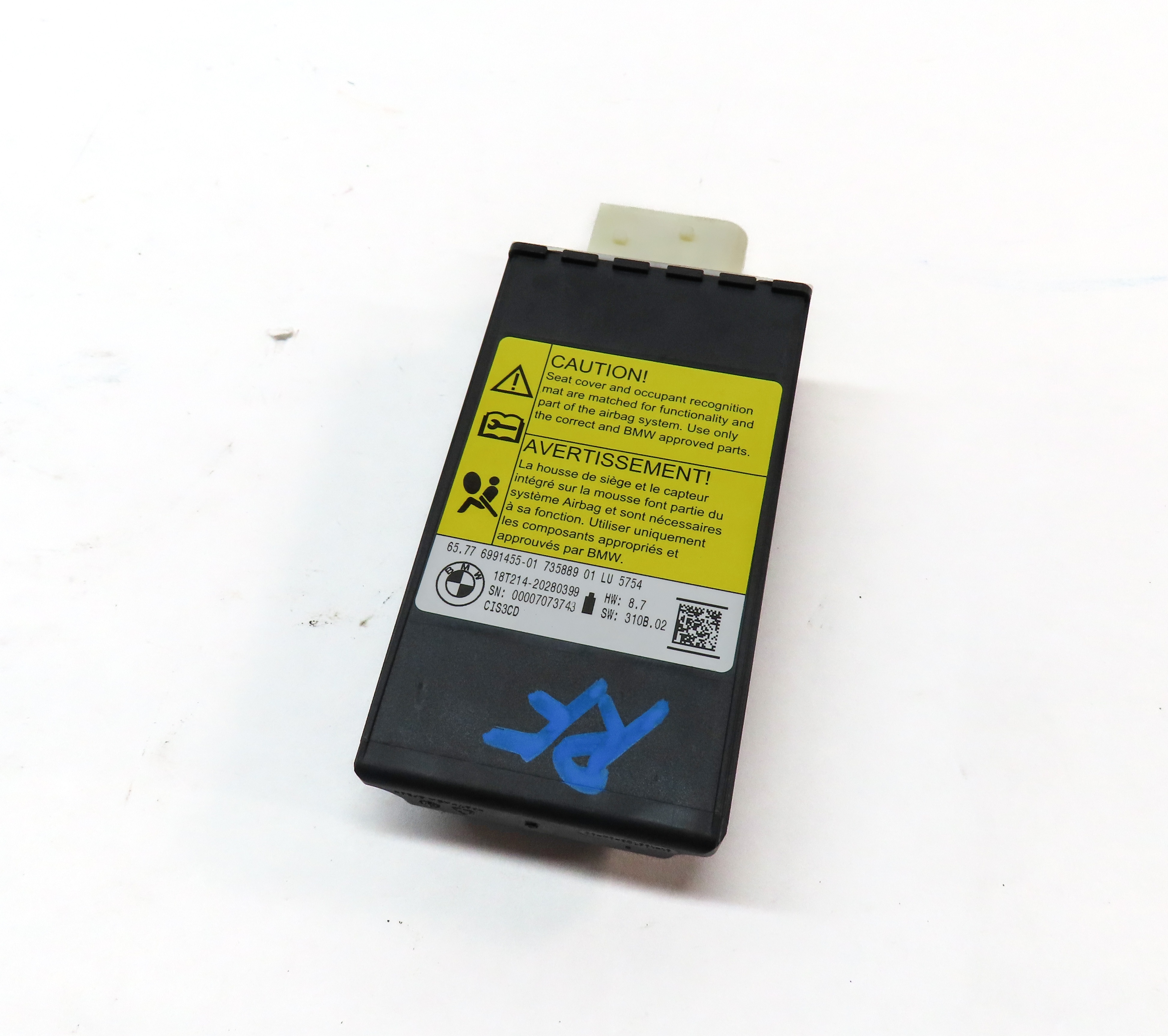 2019 BMW X3 (G01) FRONT RIGHT PASSENGER SEAT OCCUPANCY SENSOR MODULE — exact item pictured